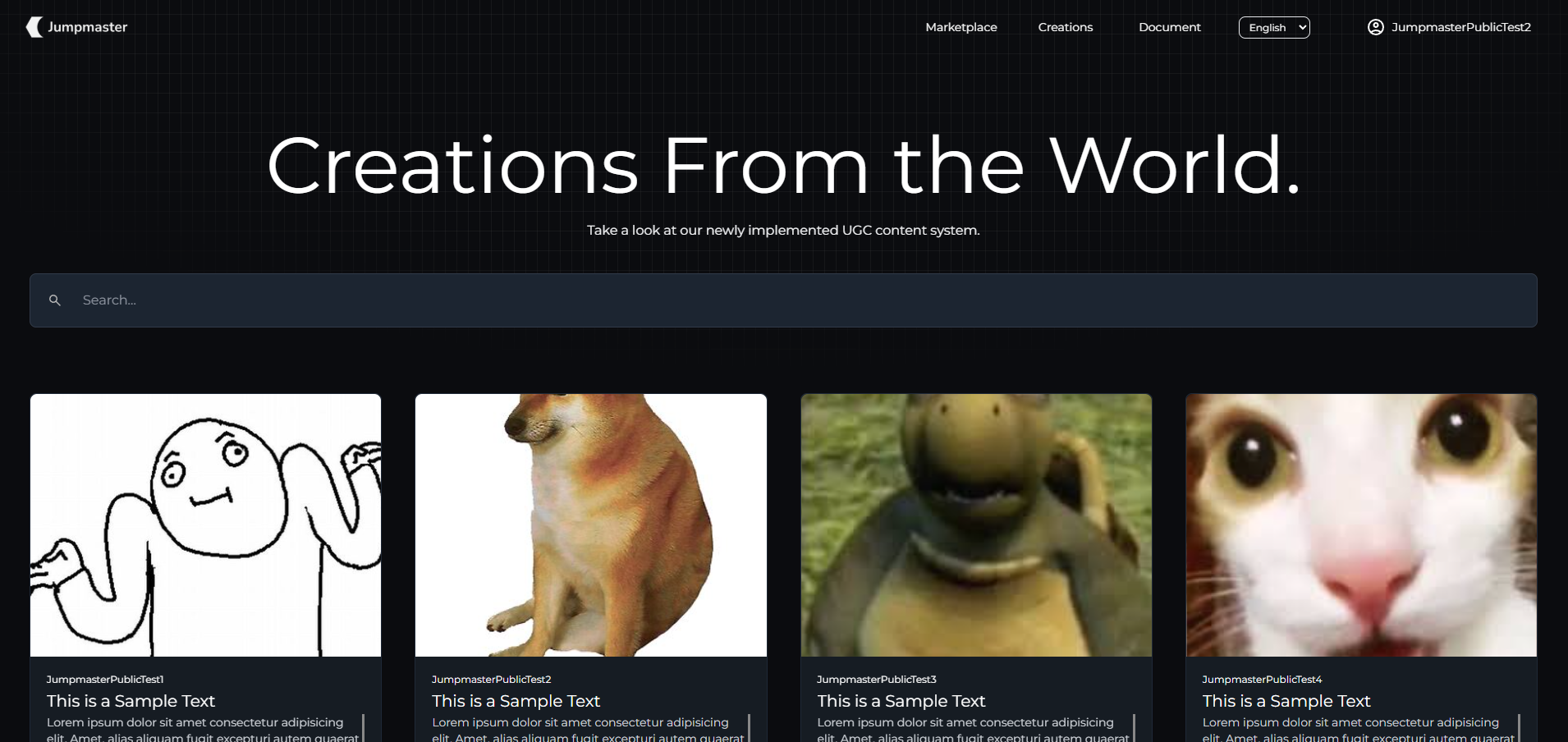 A photo of the creations page