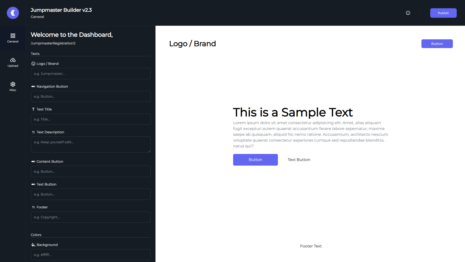 A photo of the dashboard of the jumpscare website builder